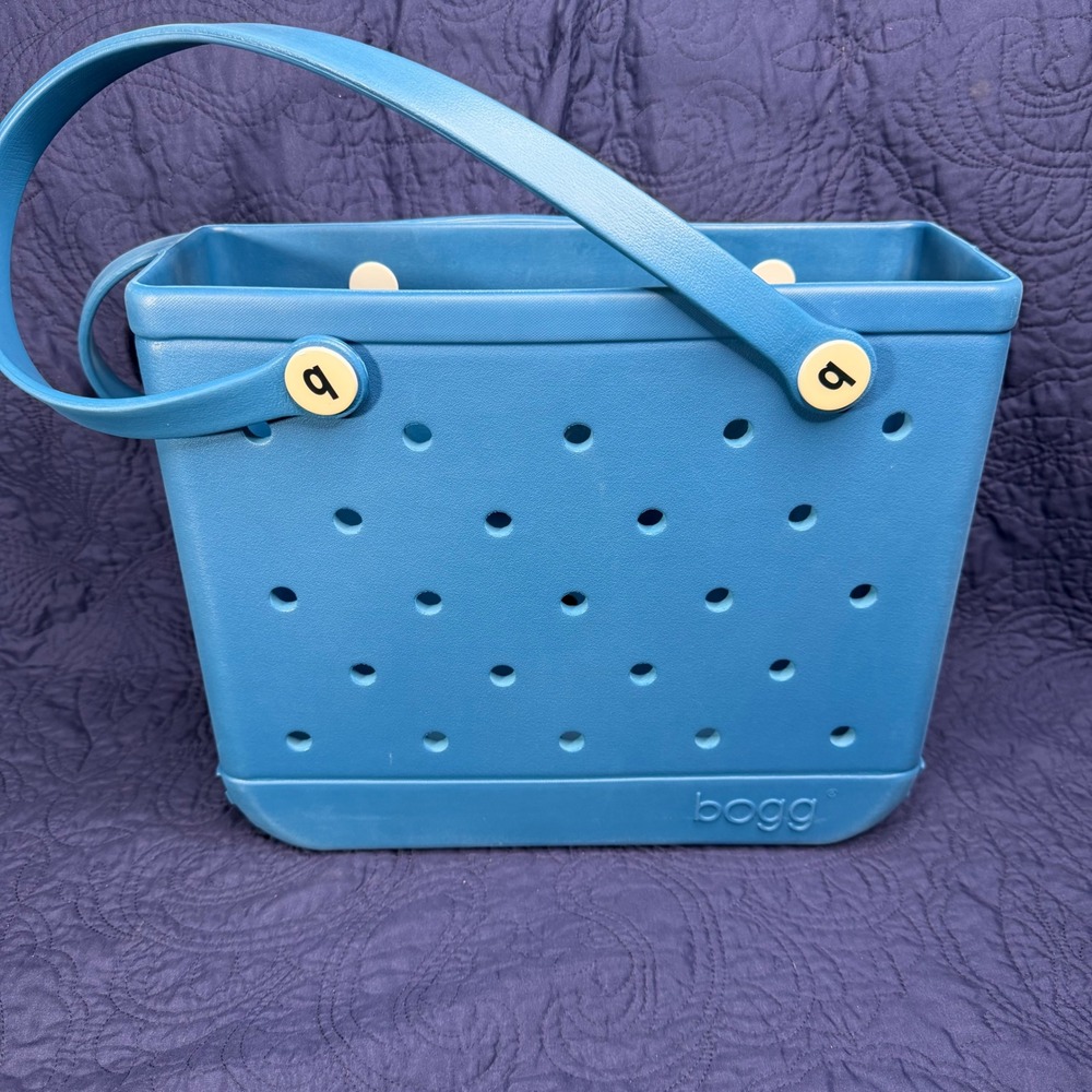 Bogg Bag Tote Blue Washable Beach Bag with Pouch